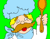 Disegno Chef con i baffi  pitturato su stefano 11 maggio