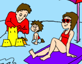 Disegno Vacanza in famiglia pitturato su iatina guilia pugliese
