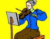 Disegno Dama violinista  pitturato su CRISTIAN