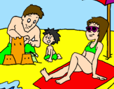 Disegno Vacanza in famiglia pitturato su Giada