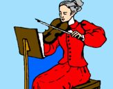 Disegno Dama violinista  pitturato su brandi loredana