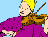 Disegno Violinista  pitturato su julya marino