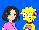 Disegno Sakura e Lisa pitturato su rossella cimmino