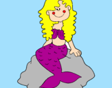 Disegno Sirena seduta su una roccia  pitturato su anna c