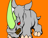 Disegno Rinoceronte II pitturato su luca