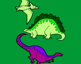Disegno Tre specie di dinosauri  pitturato su Nik