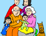 Disegno Famiglia pitturato su dedè