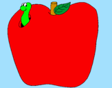 Disegno Vermiciattolo nella frutta  pitturato su Mery