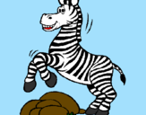 Disegno Zebra che salta sulle pietre  pitturato su Emma