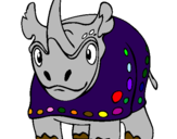 Disegno Rinoceronte  pitturato su valerio