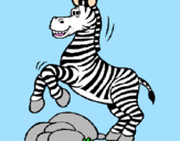 Disegno Zebra che salta sulle pietre  pitturato su ALEX
