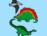Disegno Tre specie di dinosauri  pitturato su Emma