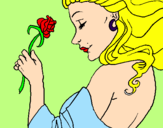 Disegno Principessa con una rosa pitturato su robrta