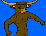 Disegno Testa di bufalo  pitturato su marco