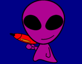 Disegno Alieno II pitturato su chiara e davide