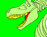 Disegno Scheletro di Tyrannosaurus rex pitturato su dinosauro