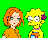 Disegno Sakura e Lisa pitturato su alysèe eclaudio
