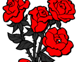 Disegno Mazzo di rose  pitturato su giulia