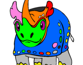 Disegno Rinoceronte  pitturato su sara