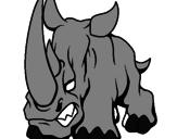 Disegno Rinoceronte II pitturato su valerio