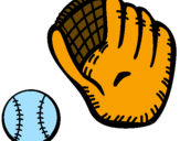 Disegno Guanto da baseball e pallina pitturato su greta