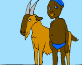 Disegno Bambino africano con una capra pitturato su Emma
