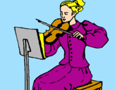 Disegno Dama violinista  pitturato su florabloom