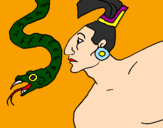 Disegno Serpente e guerriero pitturato su REX