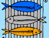 Disegno Pesce pitturato su giulia