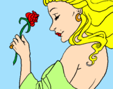 Disegno Principessa con una rosa pitturato su Giulia