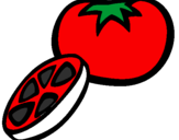 Disegno Pomodoro pitturato su i miei pomodori