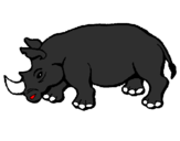 Disegno Rinoceronte  pitturato su ALEX