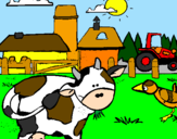 Disegno Mucca nella fattoria  pitturato su RICCARDO