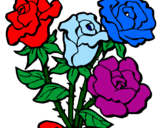 Disegno Mazzo di rose  pitturato su noe