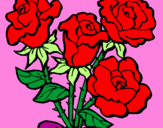 Disegno Mazzo di rose  pitturato su taty