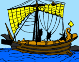 Disegno Barca romana  pitturato su Emma