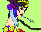 Disegno Principessa cinese pitturato su veronica