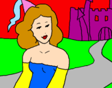 Disegno Principessa e castello  pitturato su SARA