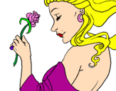 Disegno Principessa con una rosa pitturato su federica