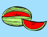 Disegno Melone  pitturato su yago