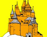 Disegno Castello medievale  pitturato su domenico