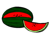 Disegno Melone  pitturato su loris