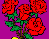 Disegno Mazzo di rose  pitturato su alina