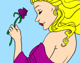 Disegno Principessa con una rosa pitturato su nic07