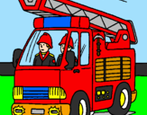 Disegno Camion dei Pompieri  pitturato su edo