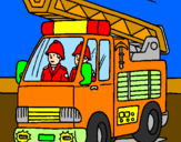 Disegno Camion dei Pompieri  pitturato su CAMIONDEIPOMPIERI
