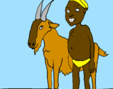 Disegno Bambino africano con una capra pitturato su mery27