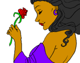Disegno Principessa con una rosa pitturato su Asia