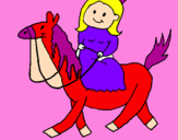 Disegno Principessa a cavallo  pitturato su elisa