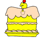 Disegno Torta di compleanno  pitturato su isabella